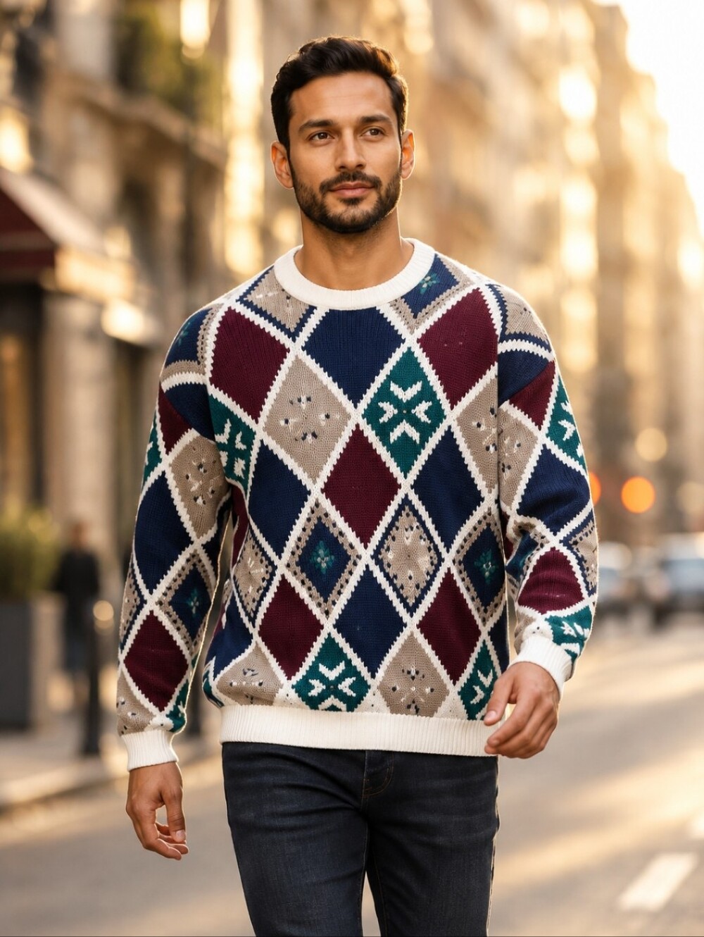 Henry Grethel Vintage Men's Style Diamond Pattern Sweater Size  XL